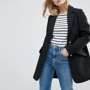 ASOS PETITE Slim Boyfriend Coat with Zip Pockets